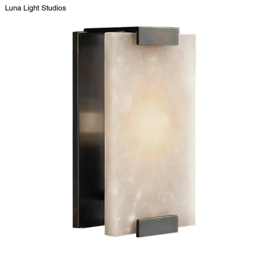 10.5/18.5 Modern Rectangular Sconce Light - Metal 1 Head Wall Lamp Fixture With White Marble