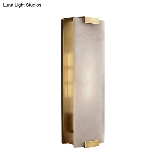 10.5/18.5 Modern Rectangular Sconce Light - Metal 1 Head Wall Lamp Fixture With White Marble