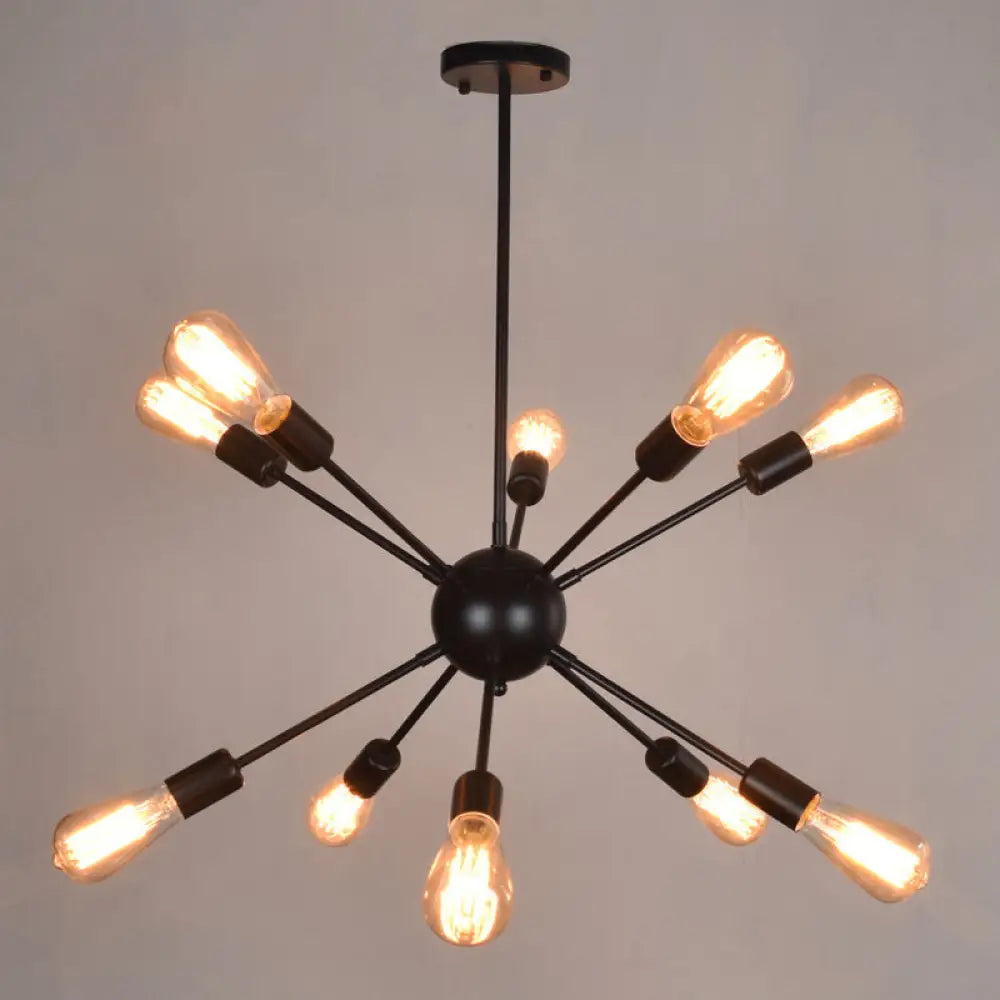 10-Light Vintage Industrial Chandelier For Living Restaurants And Bars In Black