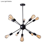 10-Light Vintage Industrial Chandelier For Living Restaurants And Bars In Black
