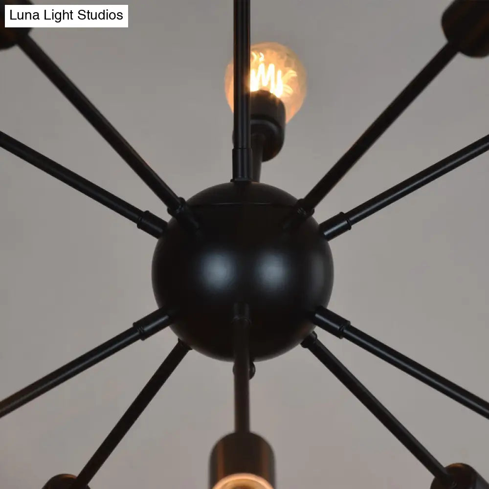 10-Light Vintage Industrial Chandelier For Living Restaurants And Bars In Black