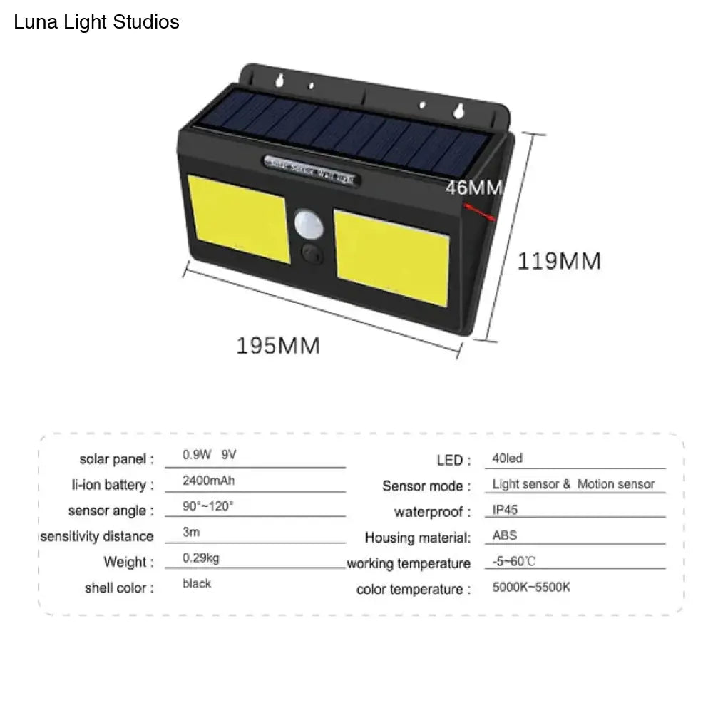 100 Leds Outdoor Solar Wall Lamp Pir Motion Sensor Porch Lights Ip65 Sunlight Powered For Street