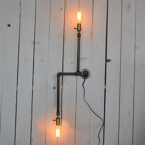 Farmhouse Wrought Iron Wall Lamp With Black Finish - Open Bulb Indoor Sconce Light