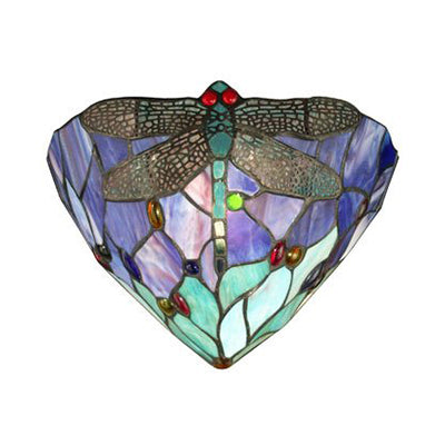 Stained Glass Dragonfly Wall Sconce In Purple And Green - Loft Style Lighting Purple-Green