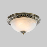 Vintage Frosted Glass Bronze/Copper Flushmount Ceiling Lamp - 2 Bulb 11/13/15 W