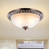 Vintage Frosted Glass Bronze/Copper Flushmount Ceiling Lamp - 2 Bulb 11/13/15 W