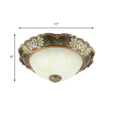 Vintage Bowl-Shape Resin Ceiling Light Fixture - 2/3 Heads Brass Finish 13/17/19.5 Wide Hallway