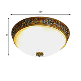 Traditional Wood Resin 3-Head Flush Mount Ceiling Light For Hallway - 12/15/19 Wide