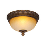 Countryside Lattice Glass Flush Mount Lamp With 2 Bulbs - Coffee Finish | Perfect For Childs Room