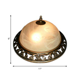 Traditional Crackle Glass Semi-Orb Flush Mount Brass Ceiling Light Fixture For Dining Room