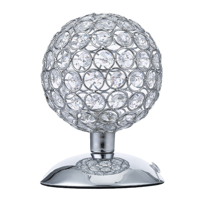 Alrakis - Sphere Sphere Night Table Light Modern Crystal-Encrusted Shade 1 Bulb Chrome Small Desk Lamp