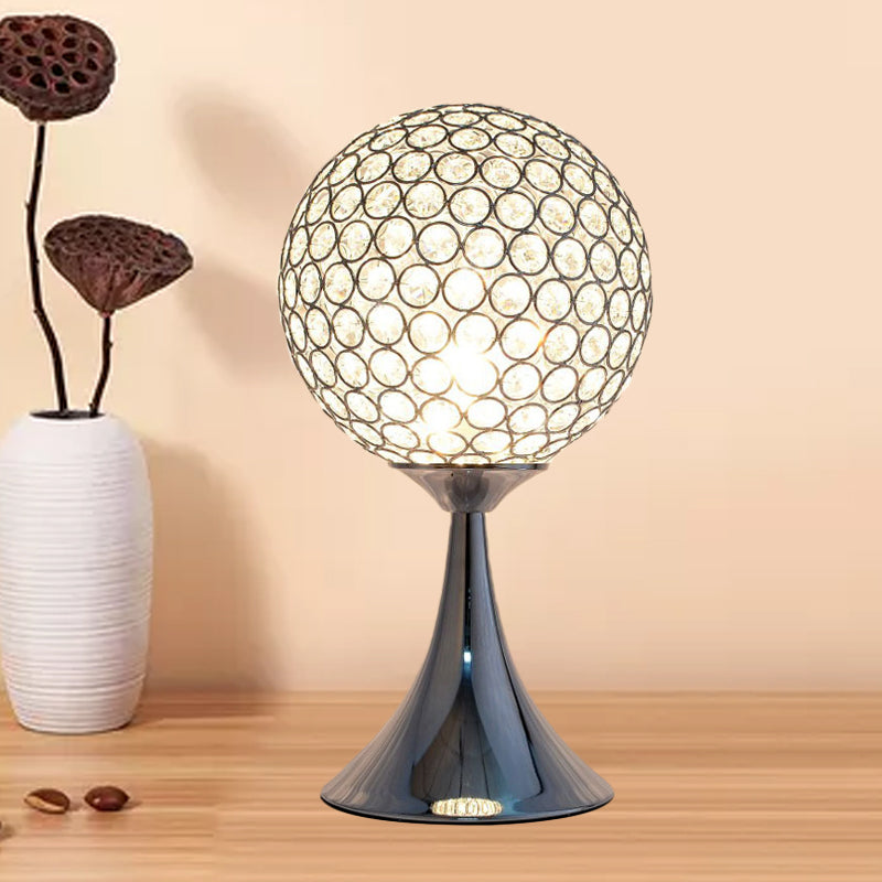 Noemi - Crystal Crystal Embedded Ball Desk Light Modernism Single Chrome Finish Night Table Lamp for Bedroom