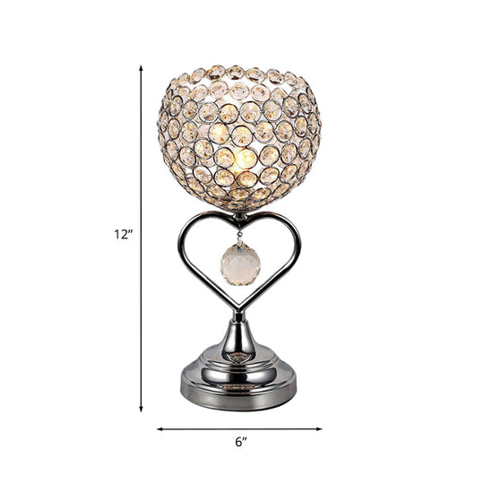 Aria - Chrome Domed Night Lamp with Loving Heart Detail