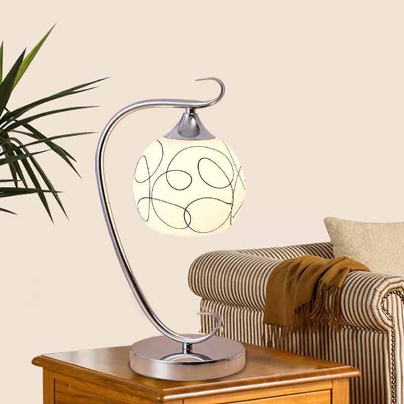 Caterina - Classic White Glass Orb Shape Study Room Reading Lamp