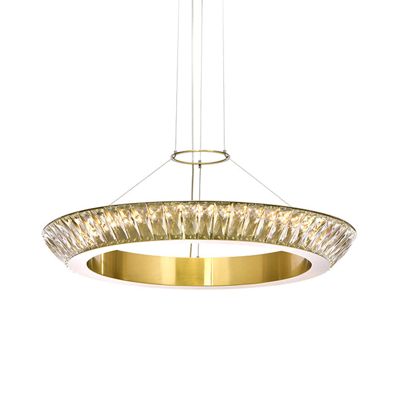 Modern Led Crystal Chandelier Ceiling Pendant Light - Gold Ring Dining Room Fixture
