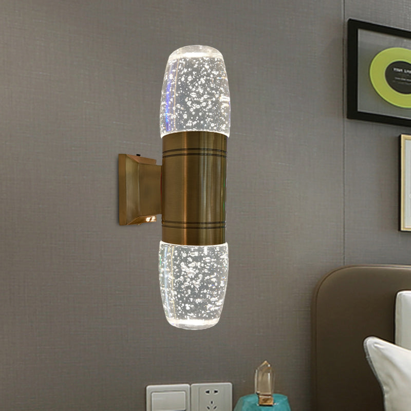 Modern Led Crystal Wall Sconce Light In Brass For Bedroom