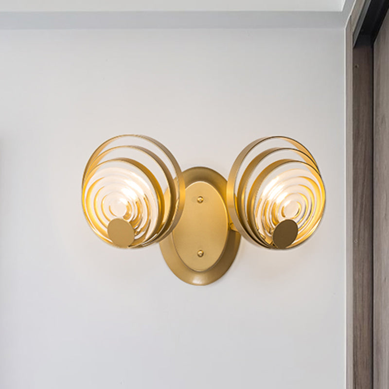 Minimalist Metallic Gold Swirling Wall Sconce - Elegant 1/2-Light Round Lighting Idea 2 /