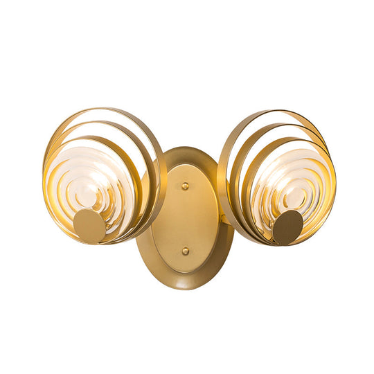 Minimalist Metallic Gold Swirling Wall Sconce - Elegant 1/2-Light Round Lighting Idea