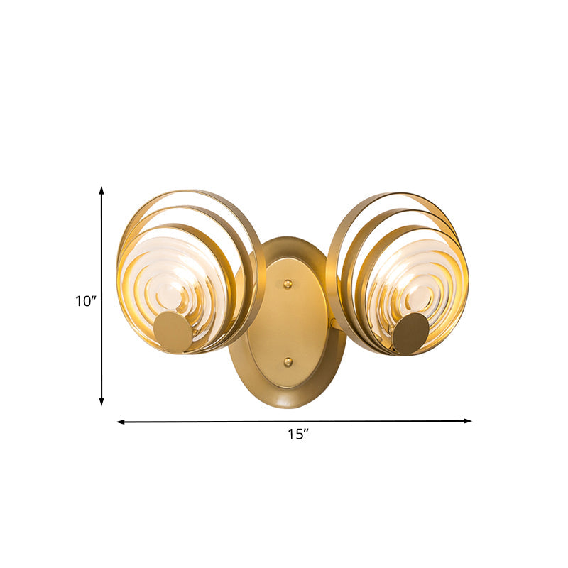 Minimalist Metallic Gold Swirling Wall Sconce - Elegant 1/2-Light Round Lighting Idea