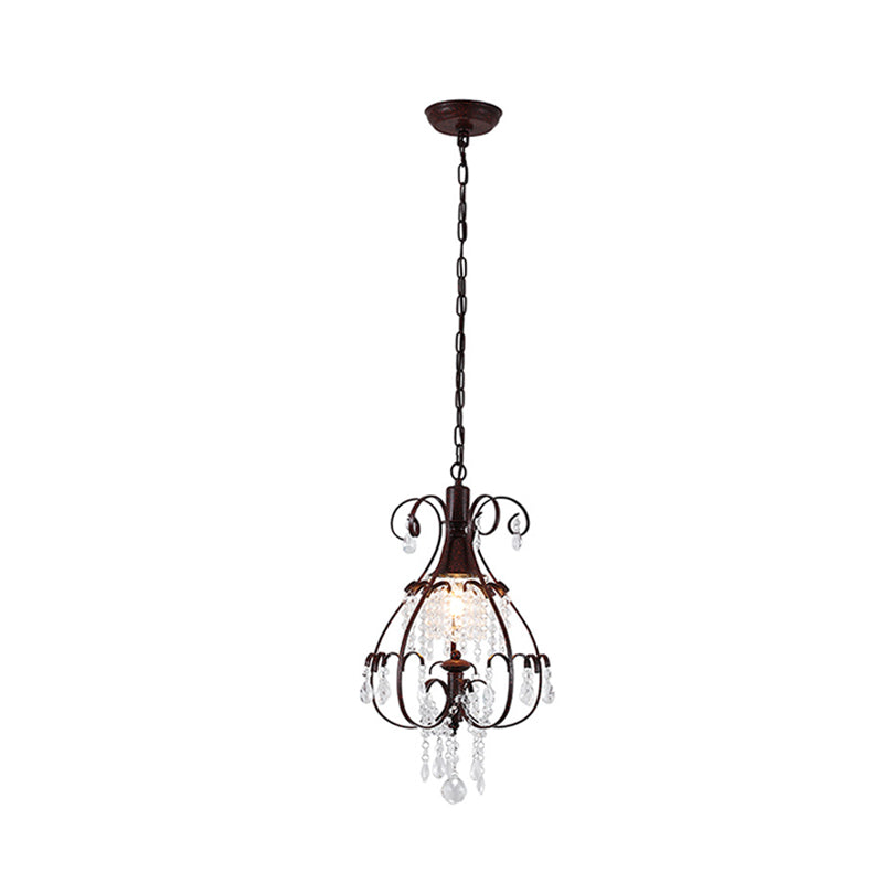 Pendulum Coffee Hanging Light - Elegant Crystal Heart Ceiling Lamp For Traditional Living Room