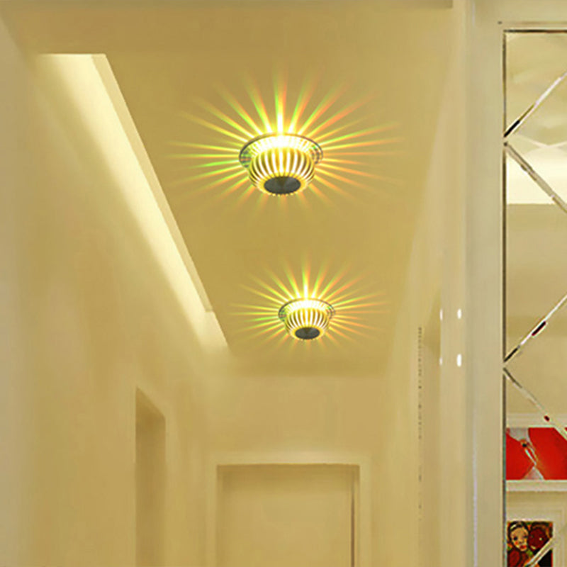 Modern Metallic Silver 3D Radial Led Sconce Light - Wall Mount Lighting Fixture In 7 Colors / Color