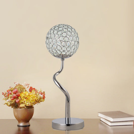 Mary - Contemporary Chrome Globe Nights and Lamp Contemporary Inserted Crystal LED Bedroom Table Light