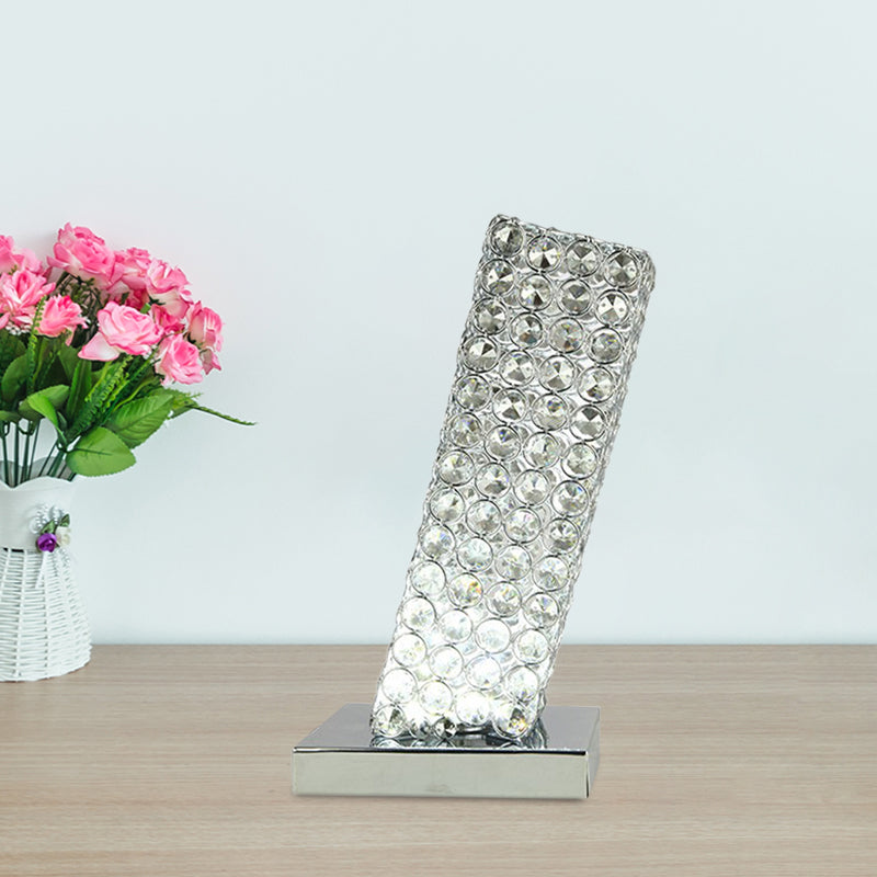 Ascella - Chrome Simple Slanting Cuboid Table Light Inserted Crystal LED Night Table Lamp in Chrome