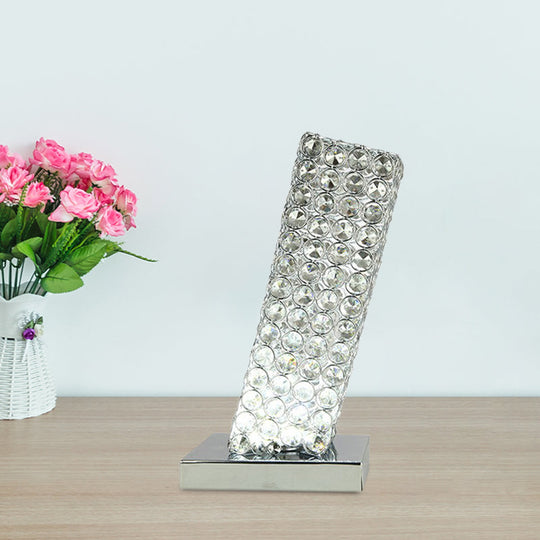 Ascella - Chrome Simple Slanting Cuboid Table Light Inserted Crystal LED Night Table Lamp in Chrome