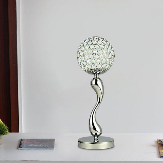 Contemporary Crystal Led Table Lamp - Stylish Sphere Design For Study Room Nightstand Or Area