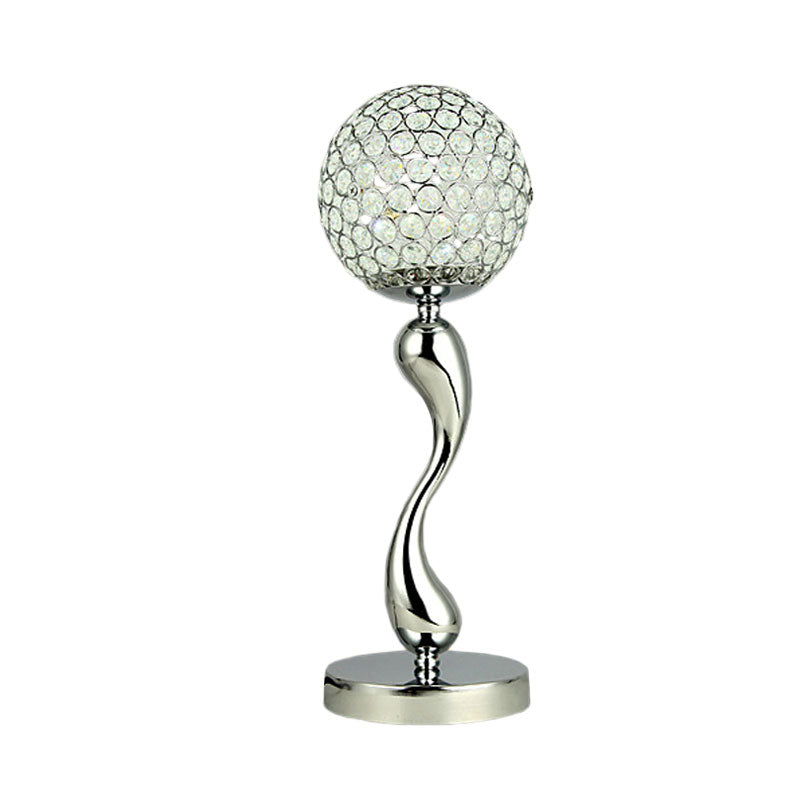 Contemporary Crystal Led Table Lamp - Stylish Sphere Design For Study Room Nightstand Or Area