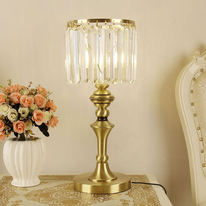 Modern Crystal Flute Led Table Lamp In Brass For Study Room