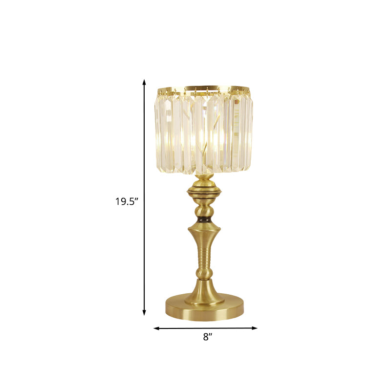 Modern Crystal Flute Led Table Lamp In Brass For Study Room