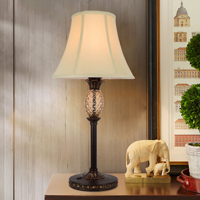 Country Flared Shade Table Lamp In Black/Beige Black