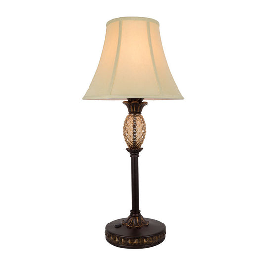 Country Flared Shade Table Lamp In Black/Beige