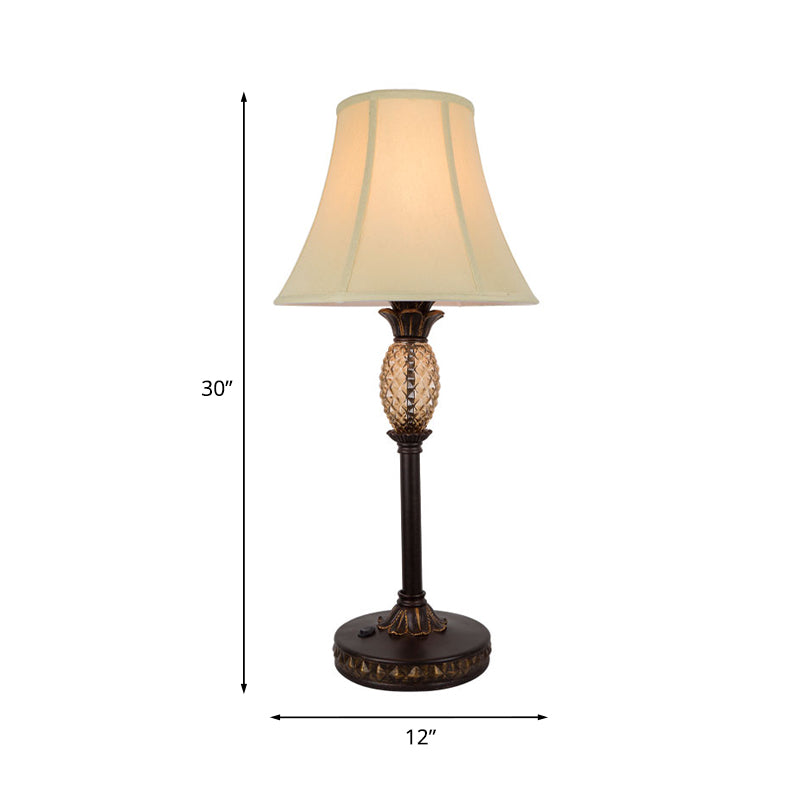 Country Flared Shade Table Lamp In Black/Beige
