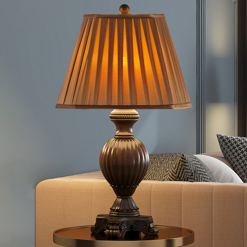 Rustic Style Tapered Dining Table Lamp With Brown Night Light 13/15 Wide / 13