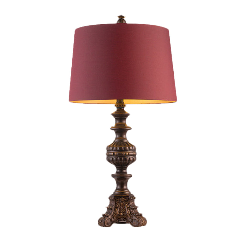 Rose Red Traditional Drum Table Lamp Single-Bulb Nightstand Light For Living Room (12/15 Wide)