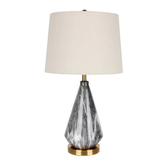 Minimalist Drum Table Lamp With Diamond Ceramic Base In Black/White - Perfect For Nightstands