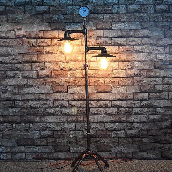 Antique Style Wrought Iron Floor Lamp With Flat Bronze Shade - 2 Lights Perfect For Living Room