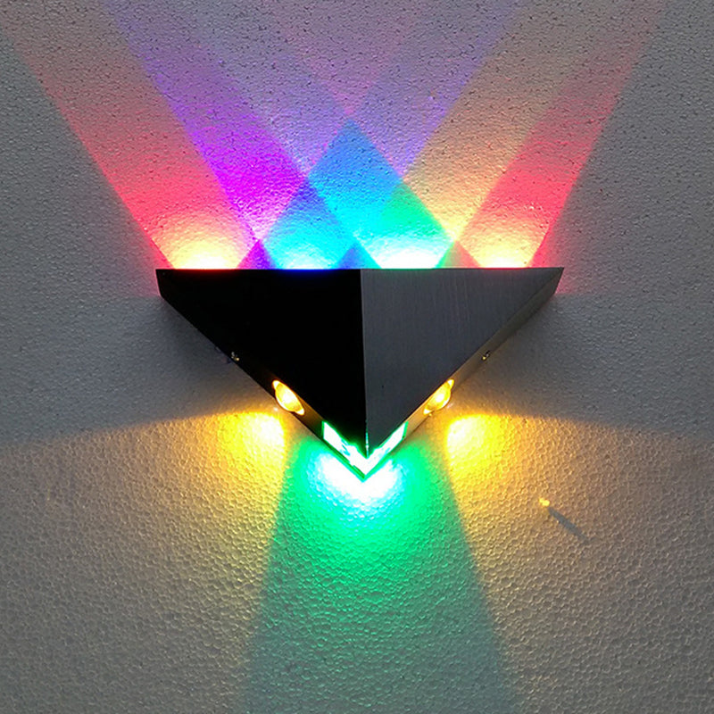 Introducing Our Metal Minimalism Pyramid Wall Lamp Kit - Rgb Led Mounted Light In Sleek Black &