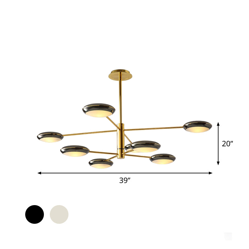 Modern Starburst Chandelier With Black/Silver Drum Shade - 3/4/5 Heads Ceiling Light For Living Room
