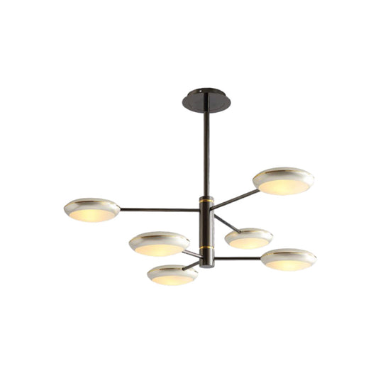 Modern Starburst Chandelier With Black/Silver Drum Shade - 3/4/5 Heads Ceiling Light For Living Room