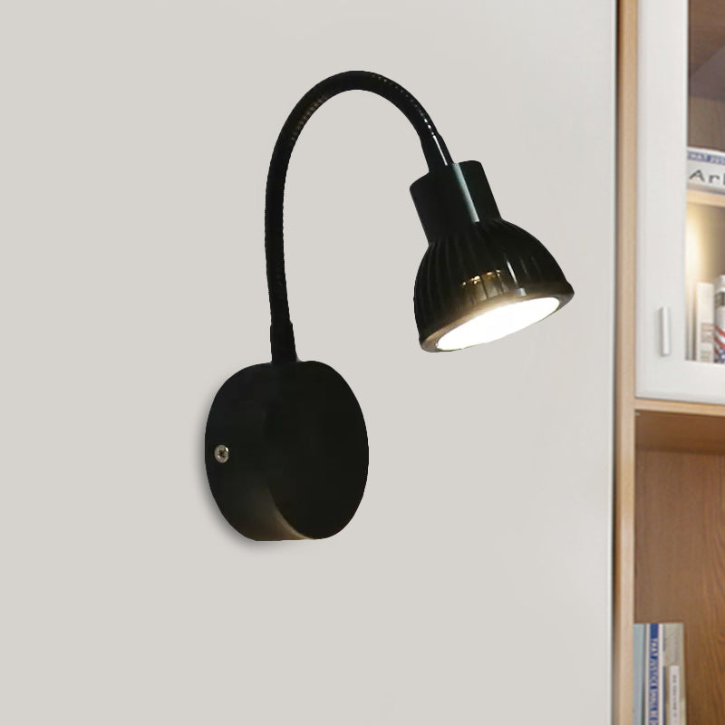 Industrial Style Wall Lamp - Metal Bowl Shape 1 Light Adjustable Arm In Black