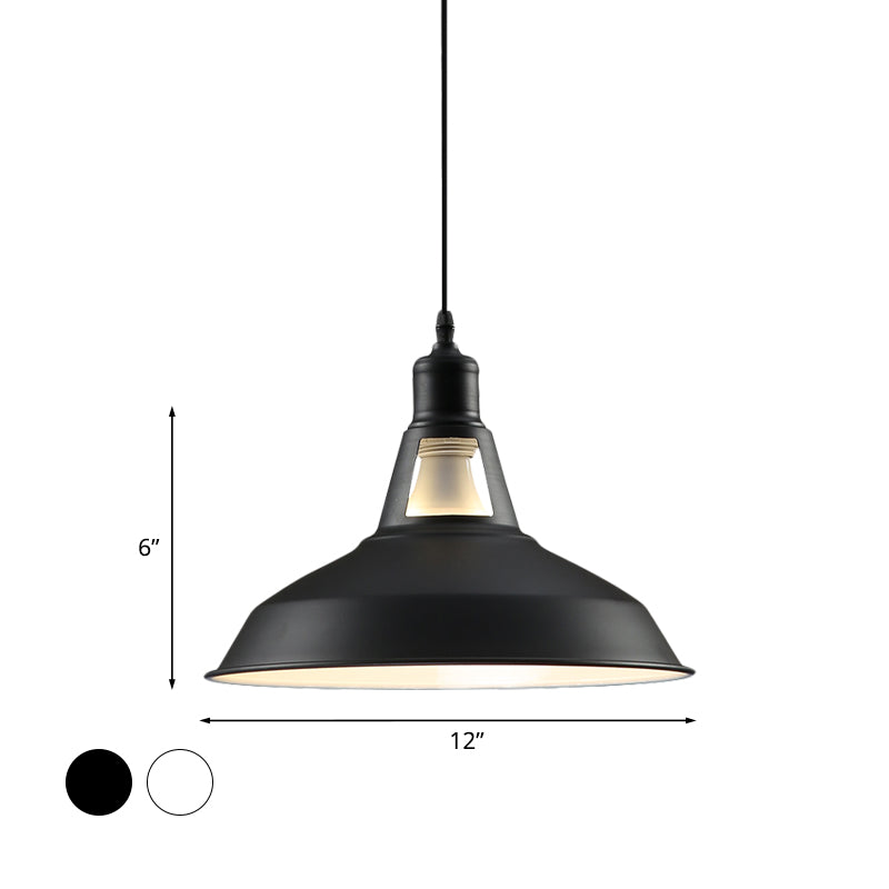 Metallic Pendant Light - Farmhouse Barn Shade Hanging Lamp (10.5/12/15 Inch) Wide 1 Fixture In