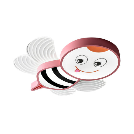 Bee Shape Led Flushmount Lighting - Fun Cartoon Design For Bedroom With White/Pink/Yellow Acrylic