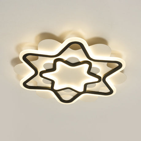 Nordic Style Led Acrylic Star Frame Flush Mount Ceiling Lamp In White/Black