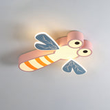 Dragonfly Bedroom Flushmount Light: Acrylic Led Cartoon Ceiling Lamp In Pink/Yellow