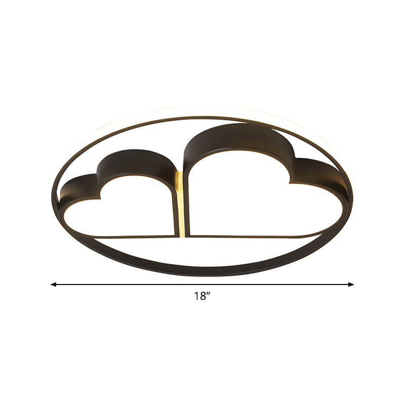 Nordic Style Led Flushmount Ceiling Light With Acrylic Shade - Black Finish Dual Loving Heart Design