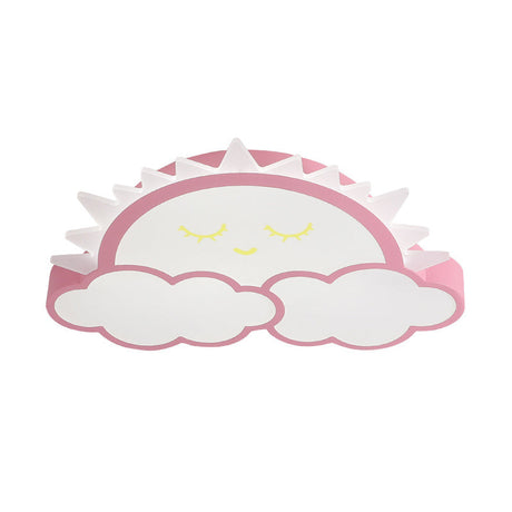 Sun & Cloud Led Ceiling Flush Light Fixture For Kids Room In Yellow/Blue/Pink