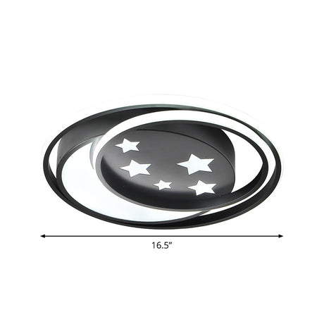 Nordic Led Black Flushmount With Star Pattern For Bedroom Lighting Fixture